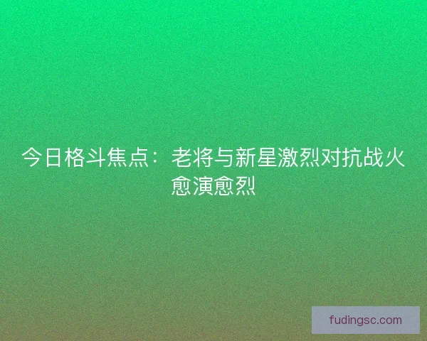 今日格斗焦点：老将与新星激烈对抗战火愈演愈烈