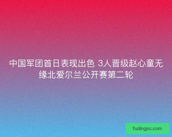 中国军团首日表现出色 3人晋级赵心童无缘北爱尔兰公开赛第二轮