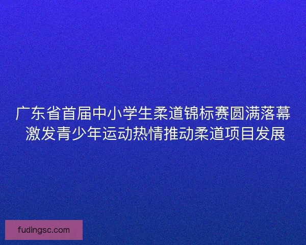 广东省首届中小学生柔道锦标赛圆满落幕 激发青少年运动热情推动柔道项目发展